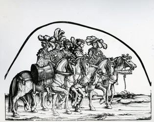 En gruppe trommeslagere, fra triumftoget til keiser Maximilian I, ca. 1517